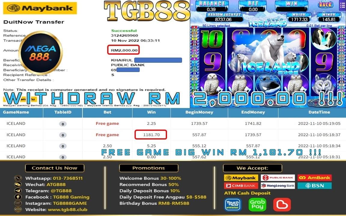 Selamat Datang Ke Syarikat TGB88 🇲🇾🇸🇬 🇧🇳

 Tahniah Member TGB88 Cuci Sebanyak RM 2000
🗓Tarikh: 10/11/2022
🕹Game : ICELAND
🕹Apps : MEGA888
🕹Top Up: RM 100
🕹Withdraw: RM 2000

📑Register📑
✉️Whatsapp: 016-3812685
hi.jomwasap.my/TGB88Candy6
✉️Telegram:
t.me/TGBCandy