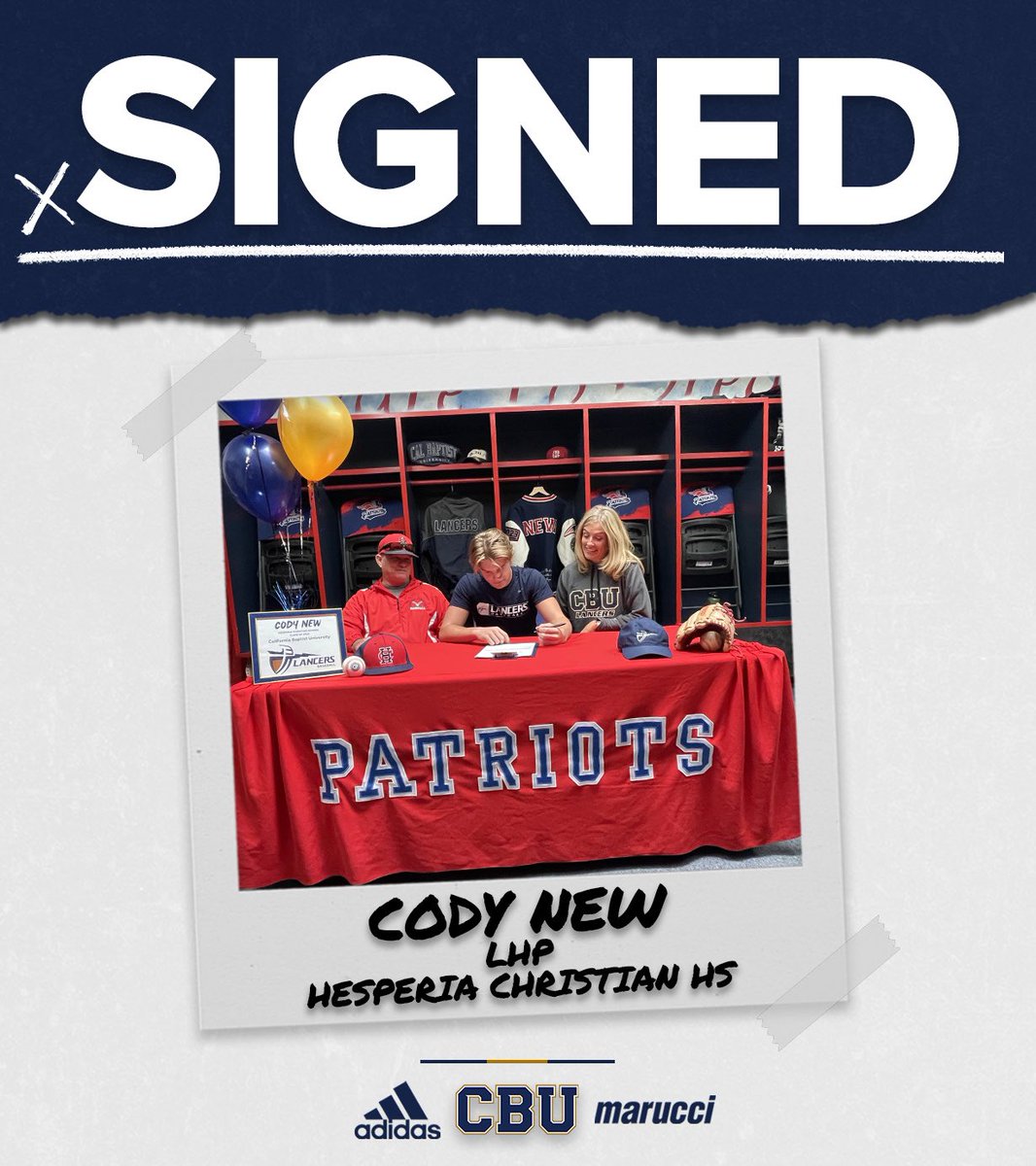 First NLI in! So pumped to OFFICIALLY welcome Cody New to the Lancer Baseball Family!

⚾️LHP
📝Hesperia Christian HS

#LanceUp⚔️