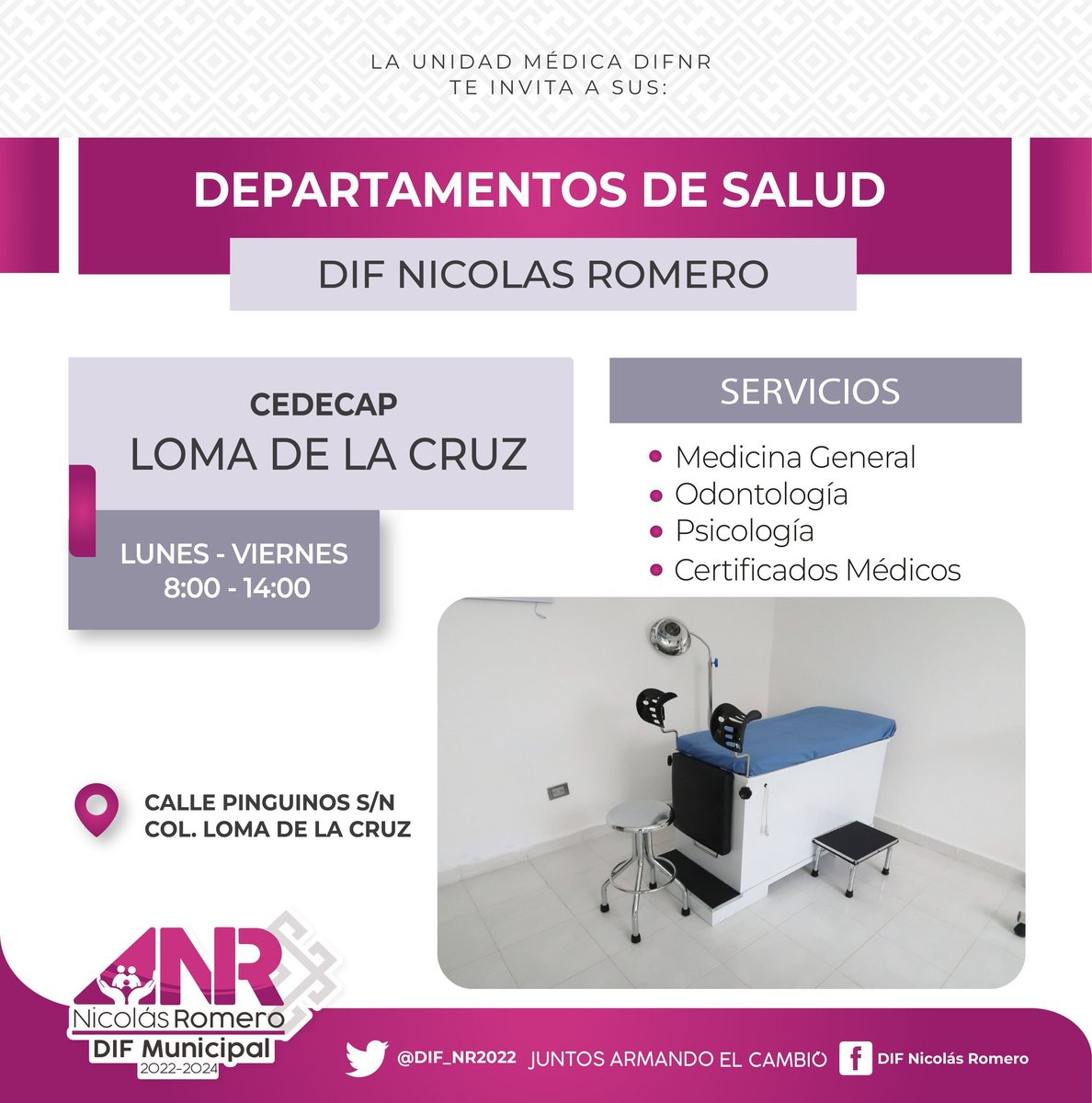 DIFNR_2527's tweet photo. En la Unidad Médica DIF contamos con departamentos de salud ubicados en los Centros de Capacitación en diferentes puntos del municipio. Visítalos, ¡hay uno cerca de ti!
Tenemos los siguientes servicios en los horarios marcados. 
#DIFNR #JuntosArmandoElCambio https://t.co/InddOw3BZl
