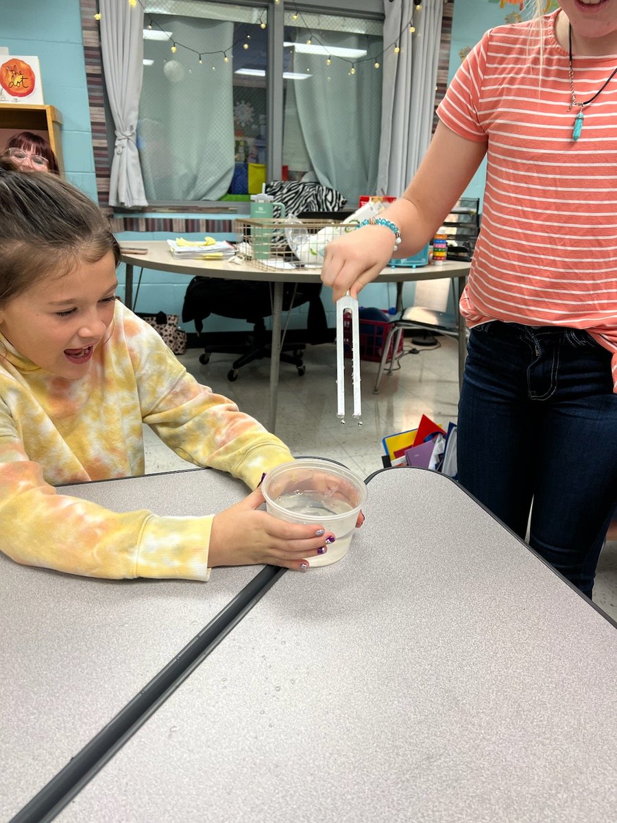 Sometimes you can see the transfer of sound energy. You can also see how excited the 4th graders were.