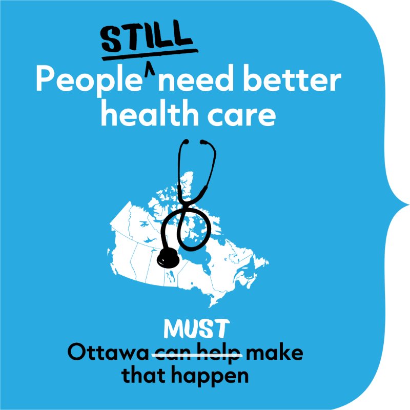 jjhorgan's tweet photo. While too many people across Canada struggle with long waits to get the care they need, the federal government's share of health funding has dwindled to just 22%.

We still need a fair deal from Ottawa so we can protect and strengthen health care from coast-to-coast-to-coast.