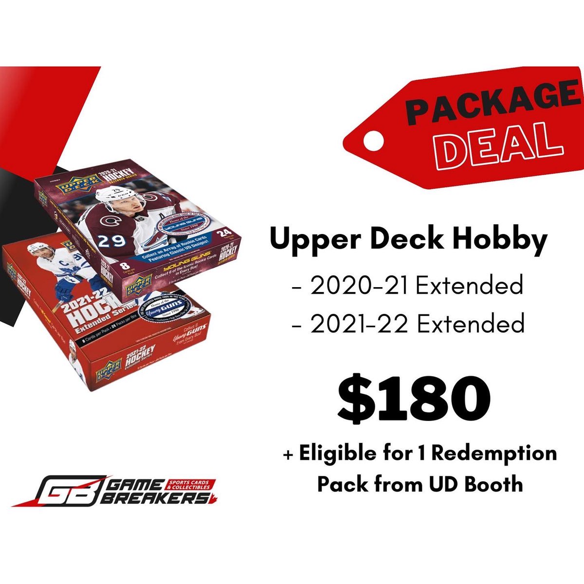 GameBreakersSC's tweet photo. .@sportcardexpo DEALS!! While supplies last at booth 430, we have 3 @UpperDeckHockey package deals! Come see us all weekend.
.
.
#thehobby #rookiecards #whodoyoucollect #collectthebest #sportscards #sportscardscollector #sportscardinvestor  #upperdeck #sportcardexpo #hockeycards https://t.co/w3yhXkPI00