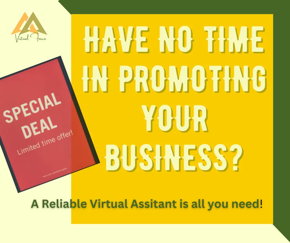 mmvirtualforce's tweet photo. HAVE NO TIME IN 📢PROMOTING YOUR BUSINESS?

LET YOUR BUSINESS ALONE PROMOTE ITSELF! 
My Services, Your Success!
Sign your contract with me now!
📧tekya818@gmail.com

Book a Call 📞https://t.co/KZfHdPvNVP
#virtualassistant #workingmom #freelancermom #virtualforce #workfromhome https://t.co/xi8ngY2nU6