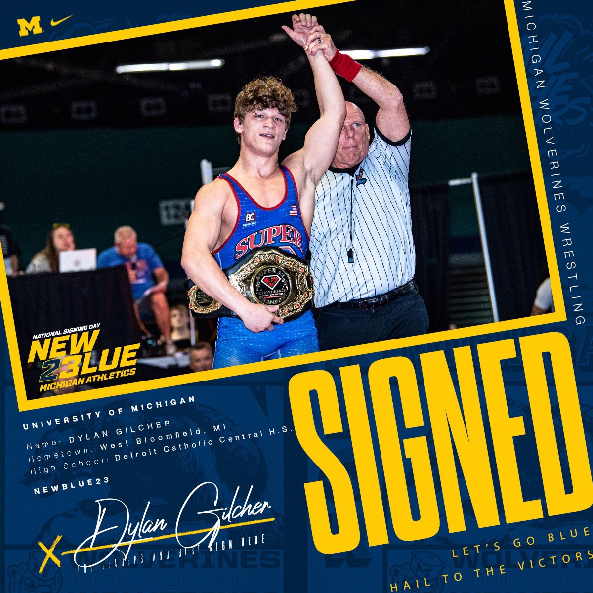 SIGNED: Welcome to the family, <a href="/DylanGilcher/">Dylan Gilcher</a>!

#NewBlue | #GoBlue 〽️