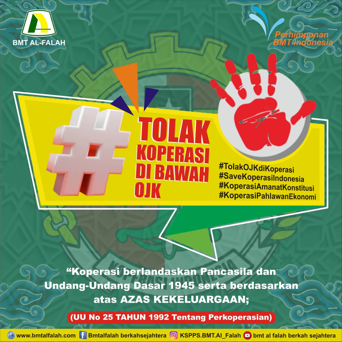 Ubed_2196's tweet photo. Kula Anggota BMT Al Falah,
Kula MENOLAK RUU PPSK karena tidak sesuai dengan Undang-Undang Dasar 1945 dan Asas Koperasi!
Kula MENOLAK KOPERASI DIBAWAH OJK!

#TolakOJKdiKoperasi
#SaveKoperasiIndonesia
#KoperasiAmanatKonstitusi
#KoperasiPahlawanEkonomi
#PerhimpunanBMTIndonesia https://t.co/Q6fLLz9vQD