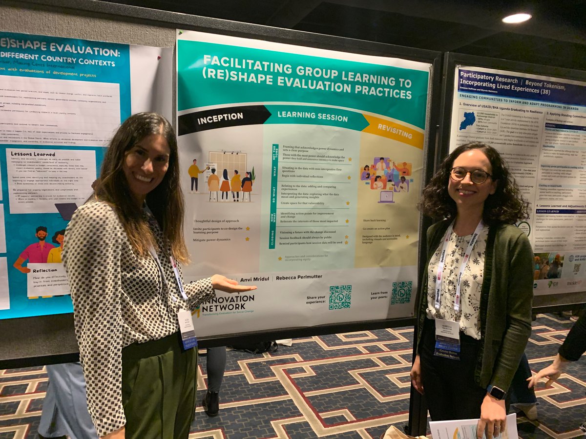 If you aren’t visiting our posters at #Eval22 on participant ownership and facilitating group learning, you are missing out! <a href="/aeaweb/">Evaluation Headlines</a> 
Buy one of us a glass of wine while you’re at it!