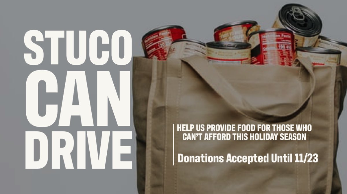 Donations of 5+ cans will be entered to win prizes. <a href="/ShawneeHSNJ/">Shawnee High School</a> Help us help others. You know you CAN 😁#bluepride #thanksandgiving
