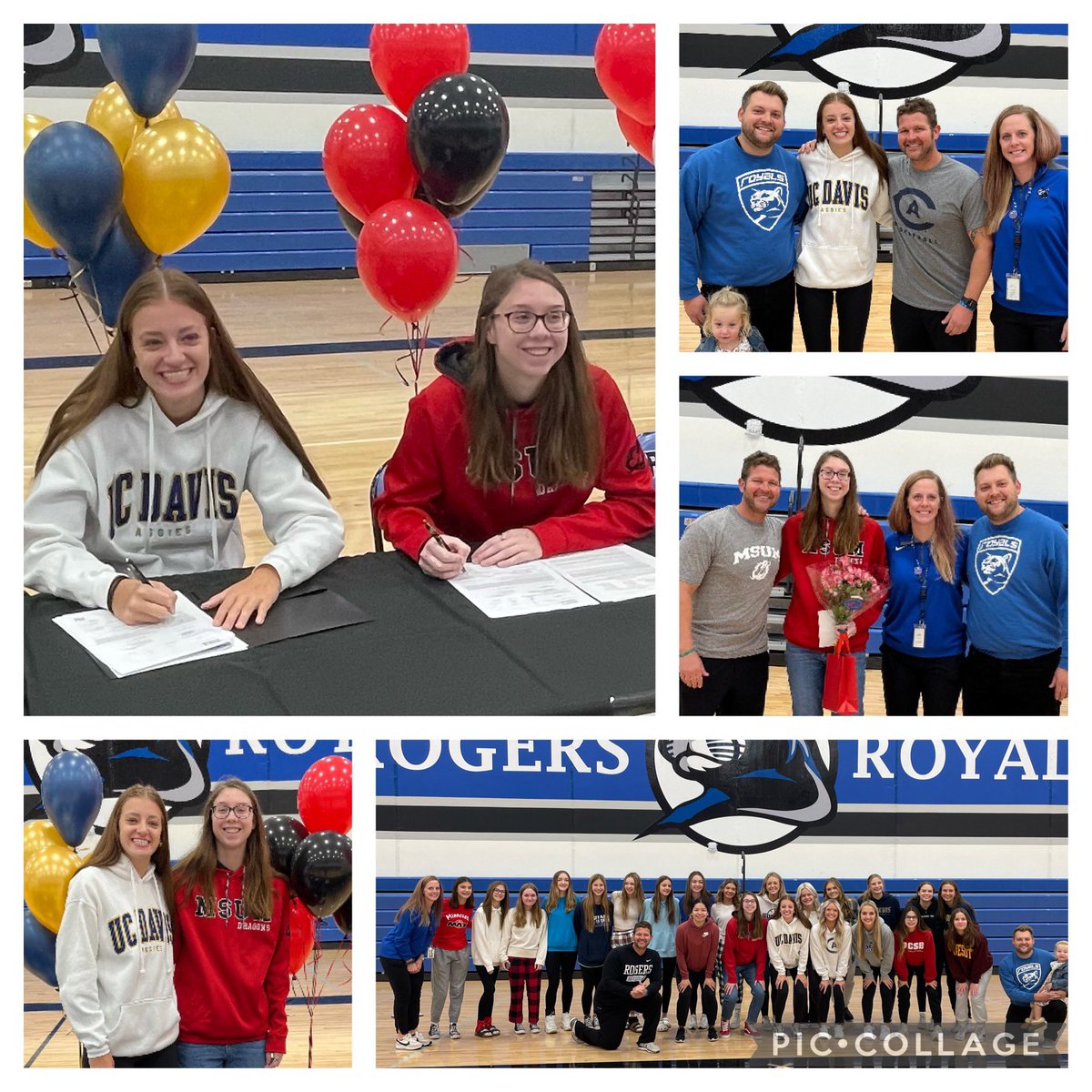 Congratulations <a href="/_claraglad/">Clara Glad</a> and <a href="/katelynmaciej/">Katelyn Maciej</a> on signing their National Letters of intent to play basketball at <a href="/ucdaviswbb/">UC Davis Women’s Basketball</a> and <a href="/MSUM_WBB/">MSU Moorhead Women's BBall</a> Minnesota State! The Aggies and Dragons are getting a couple of great players and even better people! Once a Royal, Always a Royal!