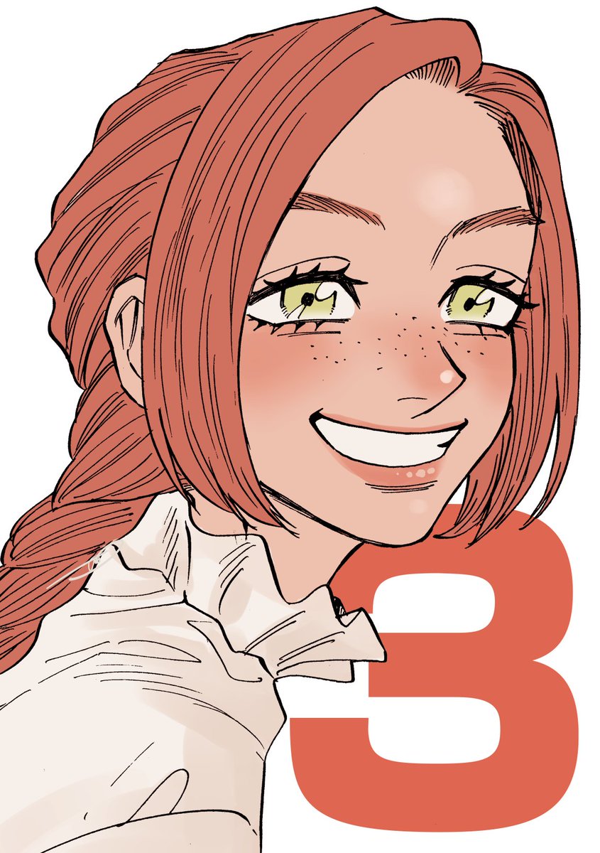 1girl smile solo braid freckles white background looking at viewer  illustration images