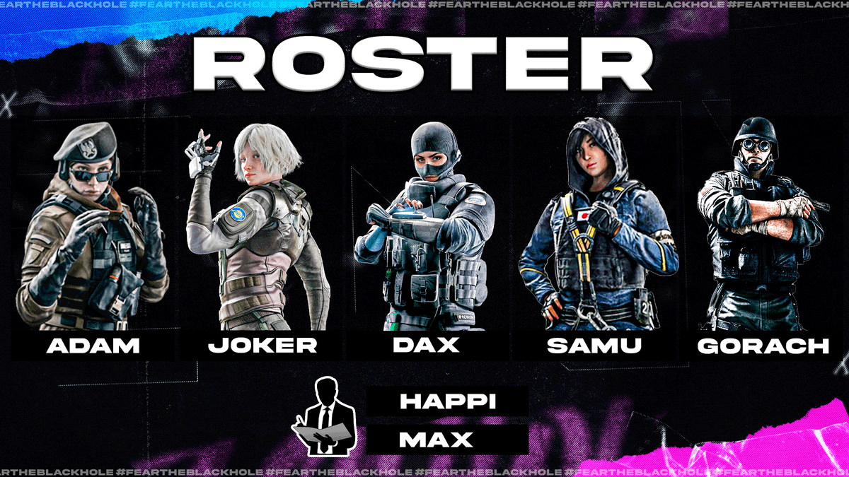 BlackHoleSports's tweet photo. #RainbowSixSiege
Hoy presentamos nuevo roster de la sección de @Rainbow6ES
🧑🏫Staff
@Haapilolo
@WRLD_MaxX
🎮 Players
@KidAdamR6
@Jqk3rr
@DaxtrousR6
@ilSamuu_
#Gorach
#FearTheBlackHole https://t.co/k6ILARD4mY
