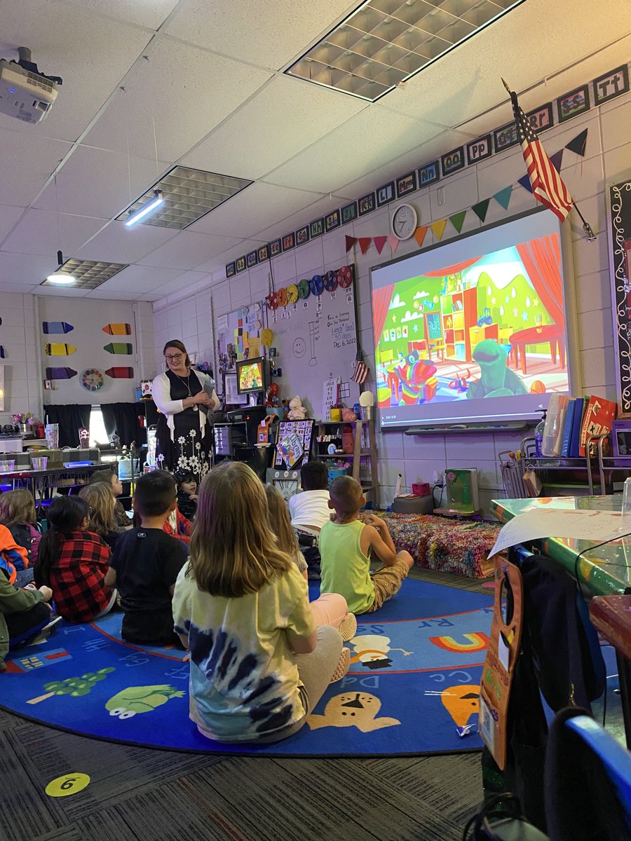Rainbow Bear and Green Turtle helped Mrs. Sorgen’s kindergarteners at Cler-Mont learn about characters and setting. #onedistrictoneteam