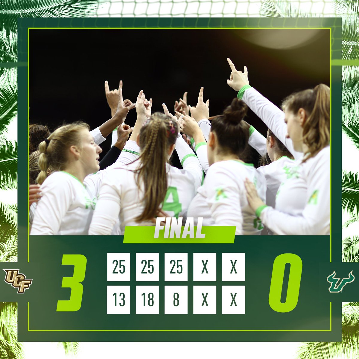 usfvolleyball's tweet image. FINAL: UCF takes the match, 3-0.

#HornsUp🤘