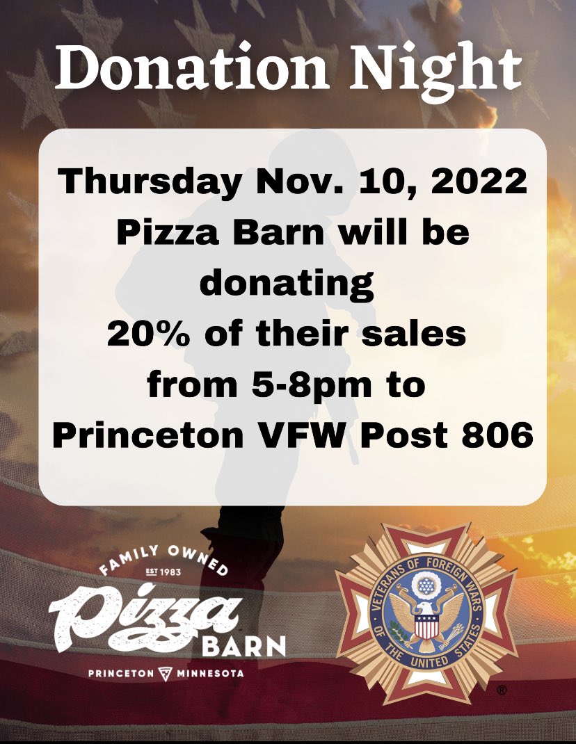 Join us Thursday night!  Help us support the organization that supports our vets!  #VeteransDay2022