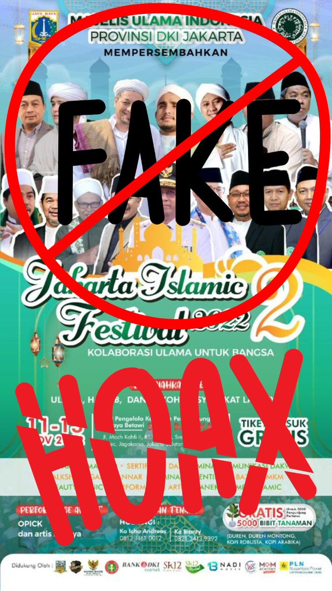 arihanajla's tweet photo. [HOAX] gambar acara "Jakarta Islamic Festival 2022" yang diselenggarakan MUI.

Acara tersebut tidak ada, baik diselenggarakan MUI ataupun yang laiinya.
Kelleher Nasdem Twitter Blue Potter Tengah Pagii Chelsea Brighton 
#AniesDidukungKoruptor 
#Bitcoin https://t.co/HbXvDGUdXi