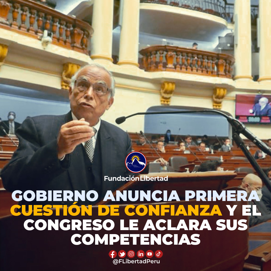 FLibertadPeru's tweet image. El Ejecutivo busca exigirle al pleno del #Parlamento que someta a votación de inmediato el proyecto que plantea anular la ley que limita la cuestión de confianza, sin embargo, el presidente del #Congreso rechazó el pedido y aclaró las competencias de acuerdo a la Ley 31355.