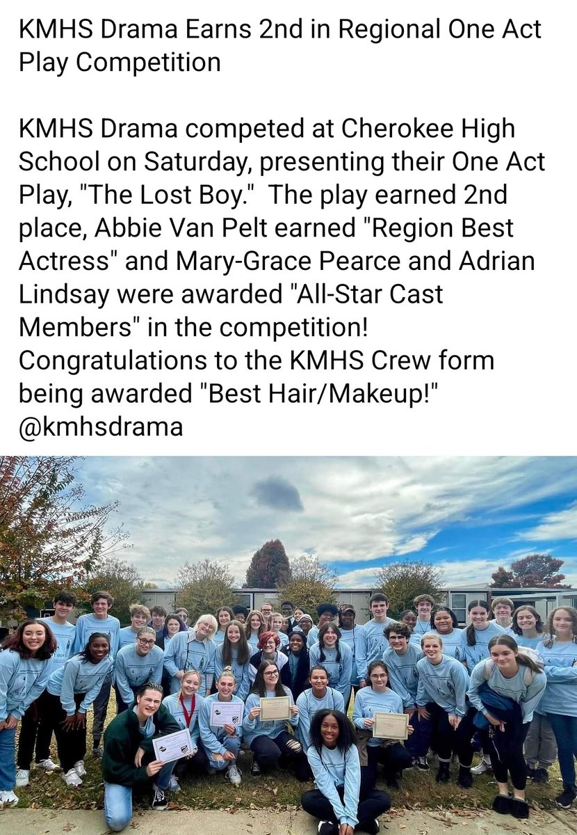 Congratulations to KMHS #Drama!   <a href="/KMHS_counseling/">KMHS Counselors</a>