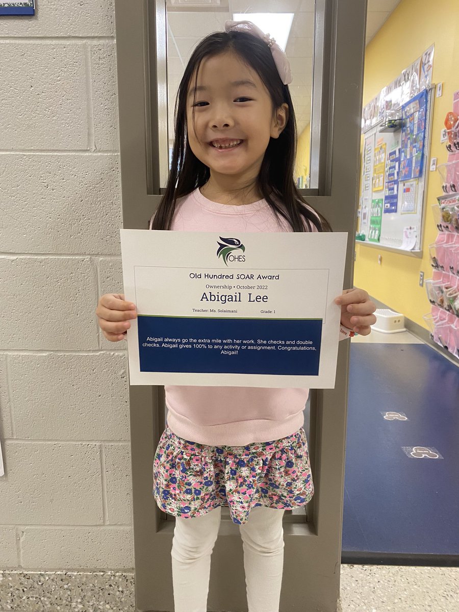 Caroline Solaimani (@abc_solaimani) on Twitter photo Congratulations to Abigail on earning a SOAR award. It is well deserved! <a href="/OldHundredES/">Old Hundred Elementary School</a> Congratulations to Abigail on earning a SOAR award. It is well deserved! <a href="/OldHundredES/">Old Hundred Elementary School</a>