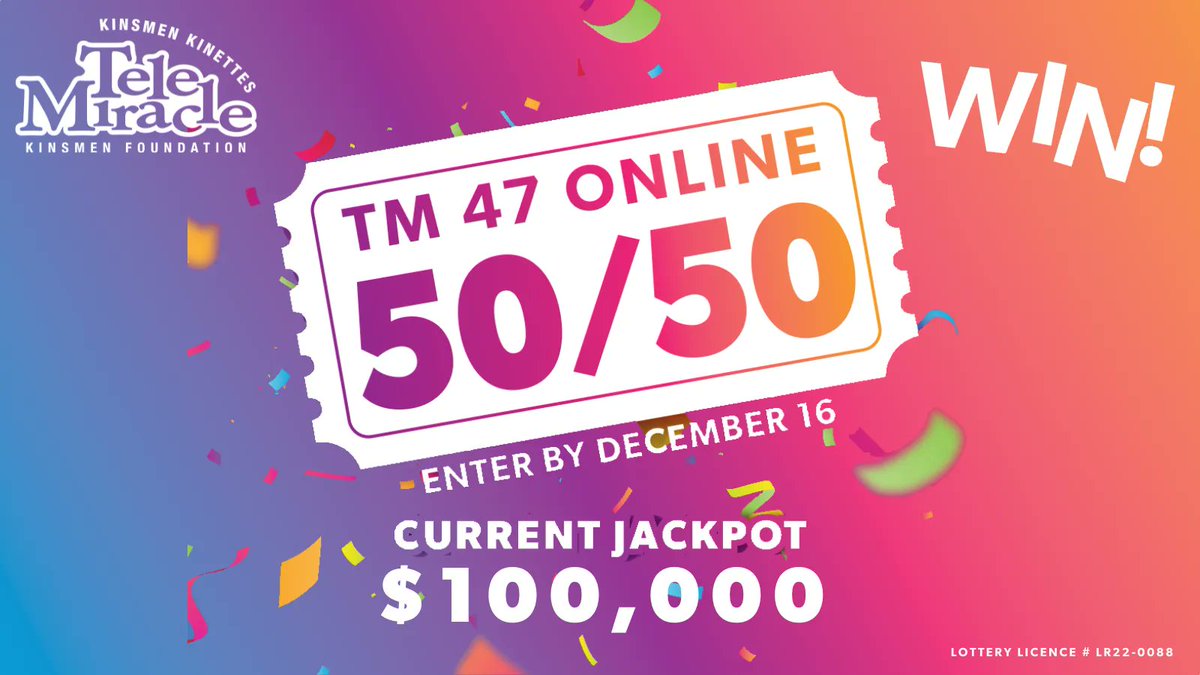 Telemiracle's tweet photo. 🎉 IT'S BACK! The #TeleMiracle Online 50/50 Raffle is now open! #Winner takes home half the jackpot! Head to https://t.co/6Q0MzbQSMH to buy your tickets now!
You can also buy tickets over the phone by calling toll free 1-833-486-5050!
#TM_47 #OnlineRaffle https://t.co/GgvTmzesoP
