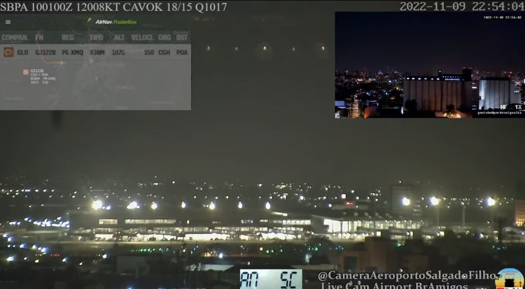 #AGORA | O piloto do voo TAM 3426 acaba de reportar à torre de Porto Alegre o avistamento de ovnis no espaço aéreo. Voo saiu de Guarulhos e deve chegar ao Salgado Filho às 23h10. Foi pedido que o piloto faça filmagens e comunique a FAB.