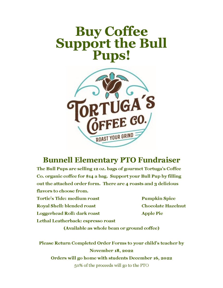 Support BES &amp; a local company while enjoying some delicious coffee. Reach out to your favorite Bullpup to order or contact Tortuga's Coffee Co at: facebook.com/roastyourgrind #Coffee #shoplocal #shopsmall