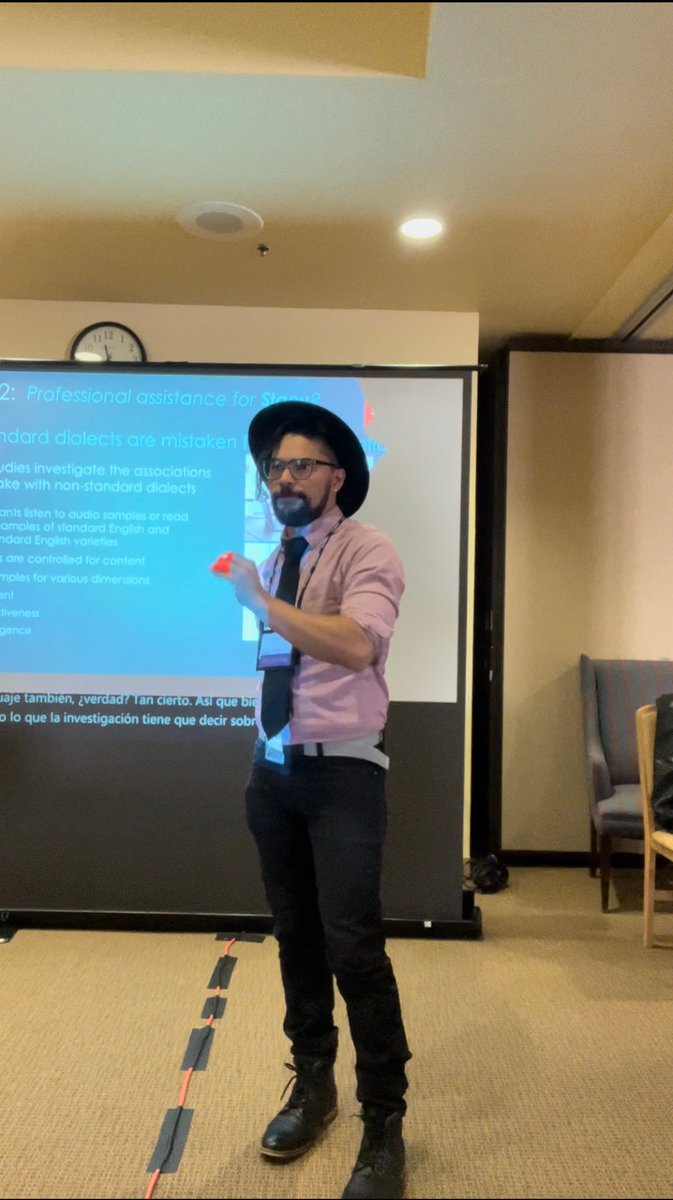 DLeNM's tweet image. The UNM @LoboLanguage&apos;s  David Páez Acevedo and Ryan Smith present &quot;Language variation and linguistic bias&quot; at #LaCosecha2022.
