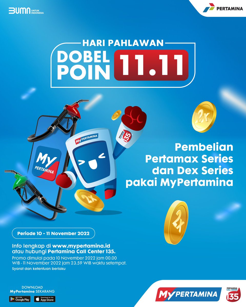 KEJUTAN DI HARI PAHLAWAN 🇮🇩

Hai, Sob! Di Hari Pahlawan Nasional kali ini, MyPertamina mau kasih KEJUTAN DOBEL POIN buat kamu!