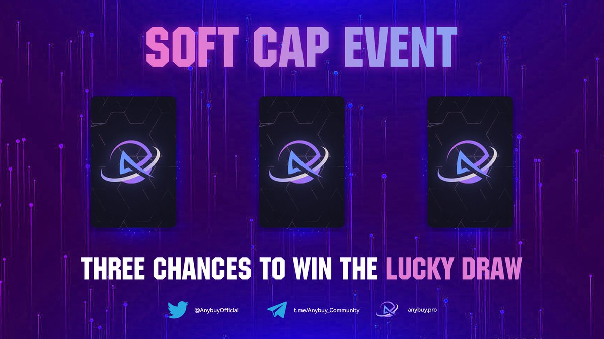 AnybuyOfficial's tweet photo. 【SOFT CAP EVENT】
In order to thank everyone for their support, we will give every ANYBUY member who bought the presale three chances to draw LUCKY DRAW after the presale ends.
Each time will draw 0.1~100U, thanks again for all the support.
#BSC #Pinksale #BNB  #presale https://t.co/wfjYPKyKo8