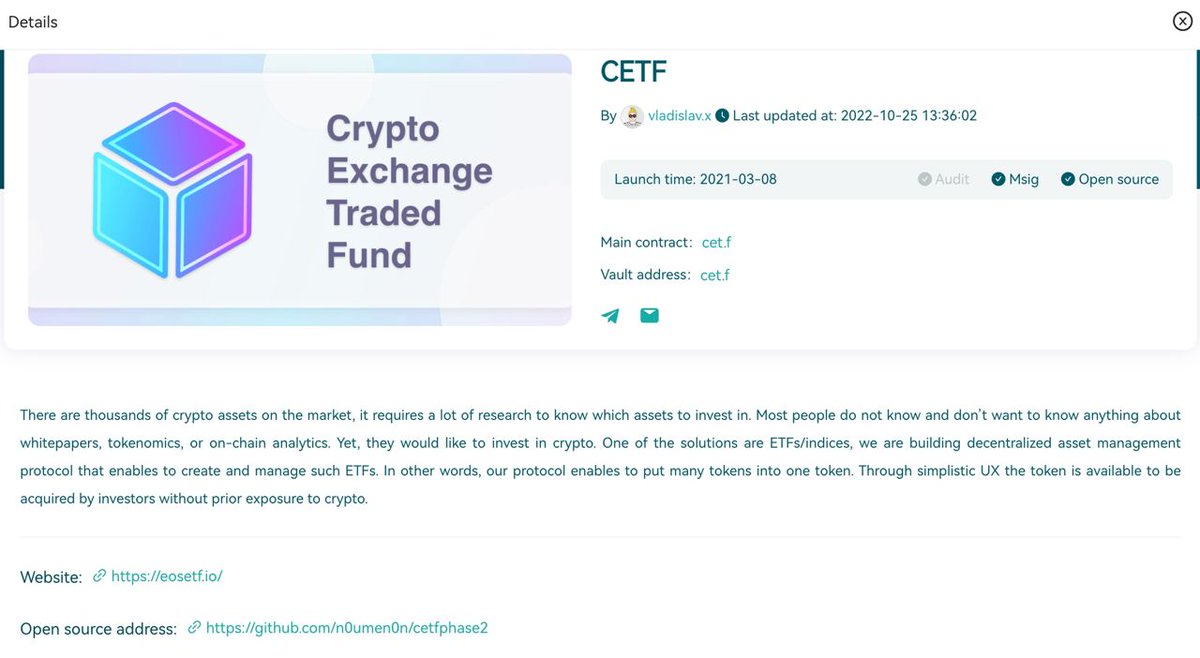 Did You know that <a href="/CETF13/">CryptoFund</a> is one of the 21 project that fall under the protection of Recover+ promoted by <a href="/EOSnFoundation/">New ENF Handle - Follow @EOSNetworkFDN</a>?

#DeFi hasn't been more secured on #EOS #blockchain 

Don't forget that #HokenTech and <a href="/mschoenebeck1/">Matthias Schönebeck | cloak.today</a> are Msigner 😎😎😎

eosrecover.com/project/df3c22…