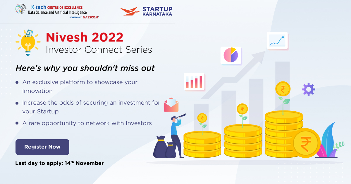 ktech_DSAI's tweet photo. NIVESH 2022 is a unique opportunity for the tech #startups  to pitch their proposition for #funding  . So, hurry up and register now to raise #funds for your Startup.

#register here - https://t.co/NZMeZ2GsRC

Last date to Apply - November, 14th 2022 https://t.co/Wsfy2vDD4S
