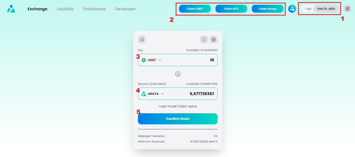 Riders! 😎
<a href="/ArayaFinance/">Araya Finance</a>  announced Alpha Test is now open.🎉Participating in the test now to get incentives!🤩

1/3🧵 Let's start!🌊
👉 Go to arayafi.org/swap
1. Connect your Sui wallet
2. Claim test token (USDT, BTC, Araya)
3. Select a token
4. Confirm Order