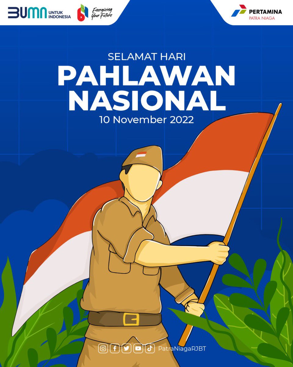 PertaminaRJBT's tweet photo. Selamat memperingati Hari Pahlawan Nasional

Mari sejenak menundukkan kepala sejenak untuk mendoakan dan mengenang jasa para pahlawan yang telah gugur memperjuangkan Kemerdekaan Indonesia.

#HariPahlawan
#10November
#PatraNiagaRJBT
#Pertamina https://t.co/a1GWIU72bS