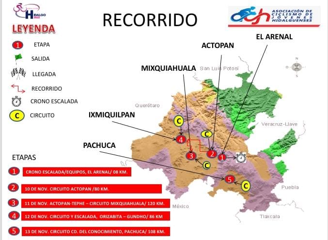 TeamGespromInfo's tweet photo. Vom 10.11. (also heute) bis zum 13.11. nimmt Team Gesprom an der Vuelta Internacional Hidalgo in Mexiko teil.

Dabei sind:

Jhon Patino
Alexis Garcia Canires
Daniel Steven Angarita Garcia
Anthuar Rachid Gonzalez Urquljo

Die Etappenprofile hänge ich an diesen Tweet an :) https://t.co/Ohdu8K1Ws3