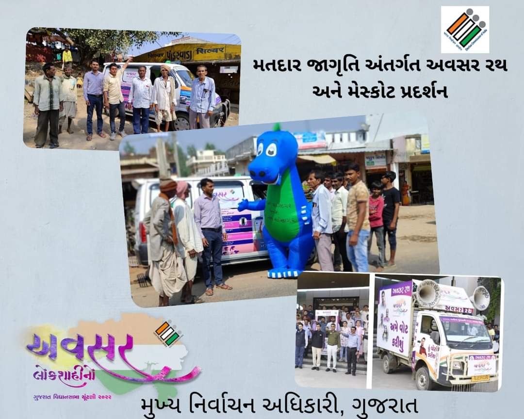 મતદાર જાગૃતિ માટે મહીસાગર જિલ્લામાં અવસર રથ અને મેસ્કોટ દ્વારા પ્રદર્શન...

<a href="/ECISVEEP/">Election Commission of India</a>
#GujaratElections2022 #GoVote #Democracy #SVEEP #NoVoterTobeleftBehind #EveryVoteCounts #AVSAR