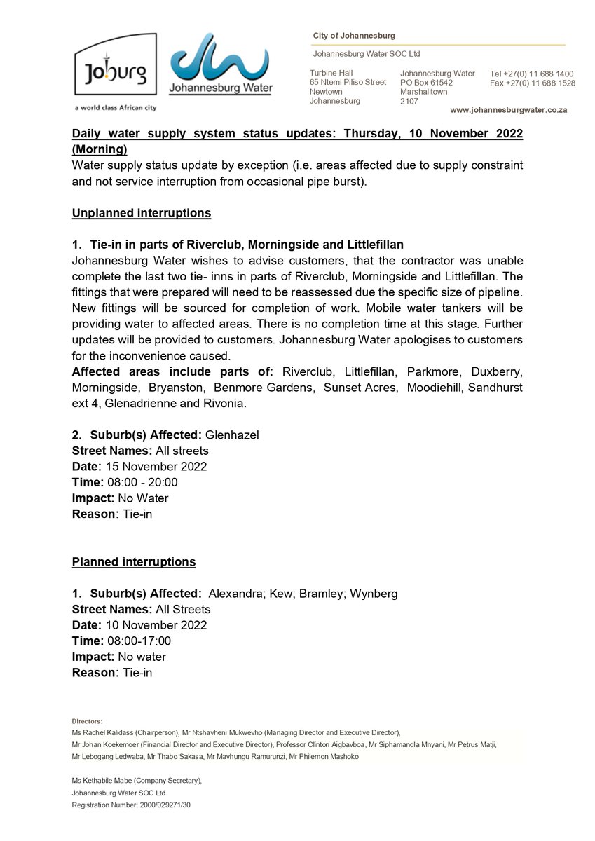 Johannesburg Water tweet media