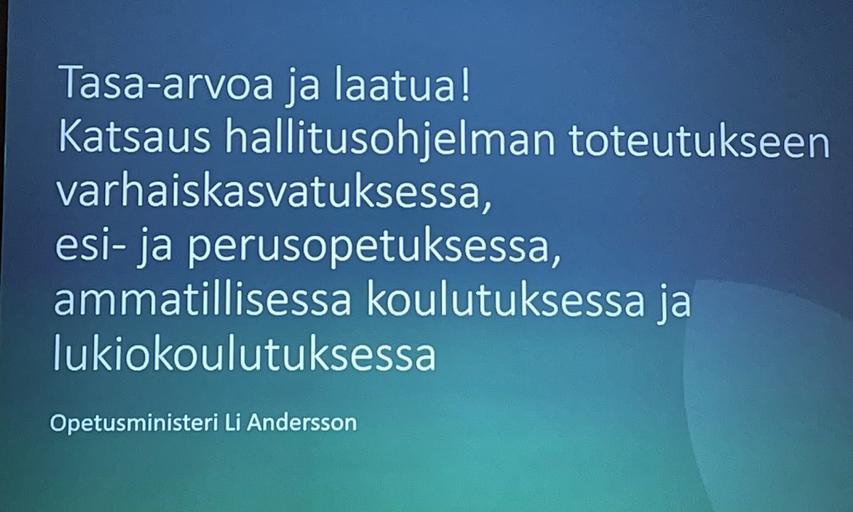 Tasa-arvoa ja laatua! Valtakunnallisen kehittämisohjelman päätösseminaari alkanut. Opetusministeri Li Andersson kertoo, miten opetusta ja ohjausta on kehitetty. #oikeusoppia #oikeusosata
