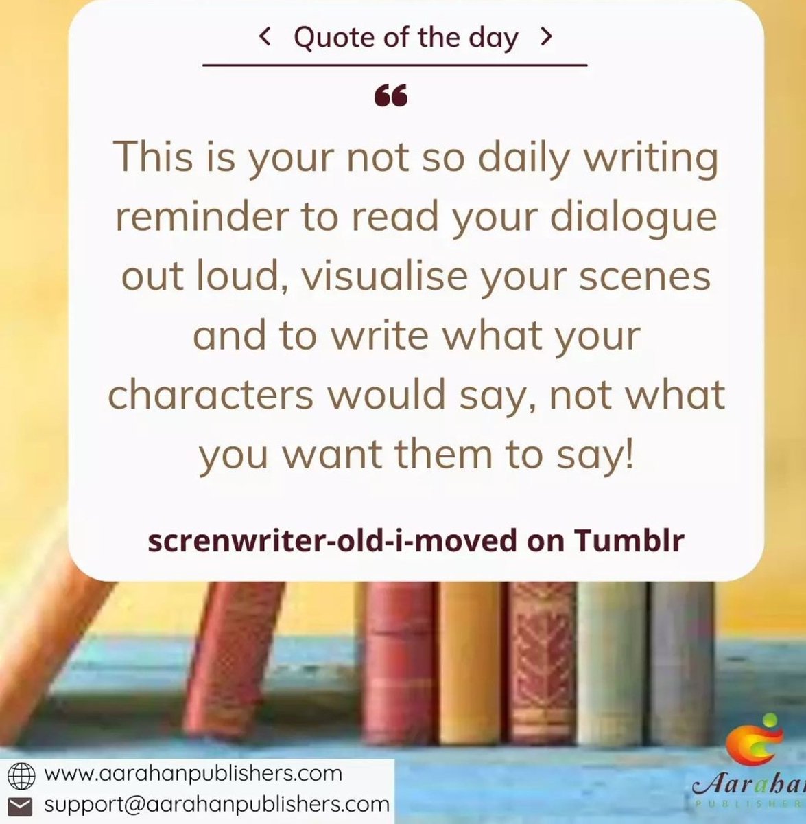 aarahanpub's tweet photo. Daily Writing Reminders
Write everyday, read your dialogues out loud, visualise your scenes, write what your characters say.
#writerscommunity #writing #loveofwriting #writerslife https://t.co/vl6vMz3v16