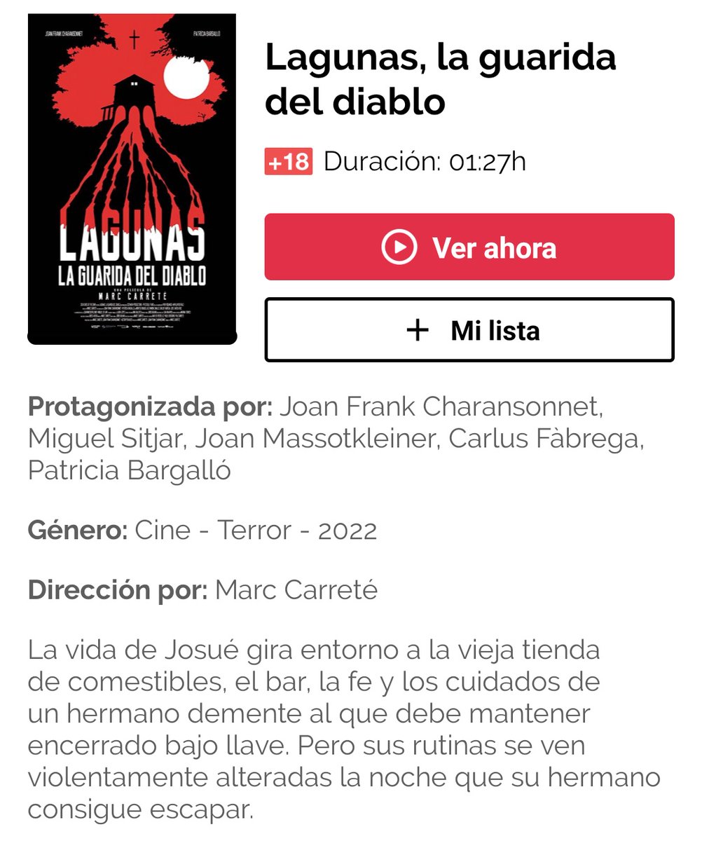 NovedadesTerror's tweet photo. ⚠️ Estreno exclusivo ⚠️
Ya podemos ver en #PlanetHorror Lagunas, la Guarida del Diablo.

💀 https://t.co/OrqafIKVwl 💀 https://t.co/CMiLGOGmYa
