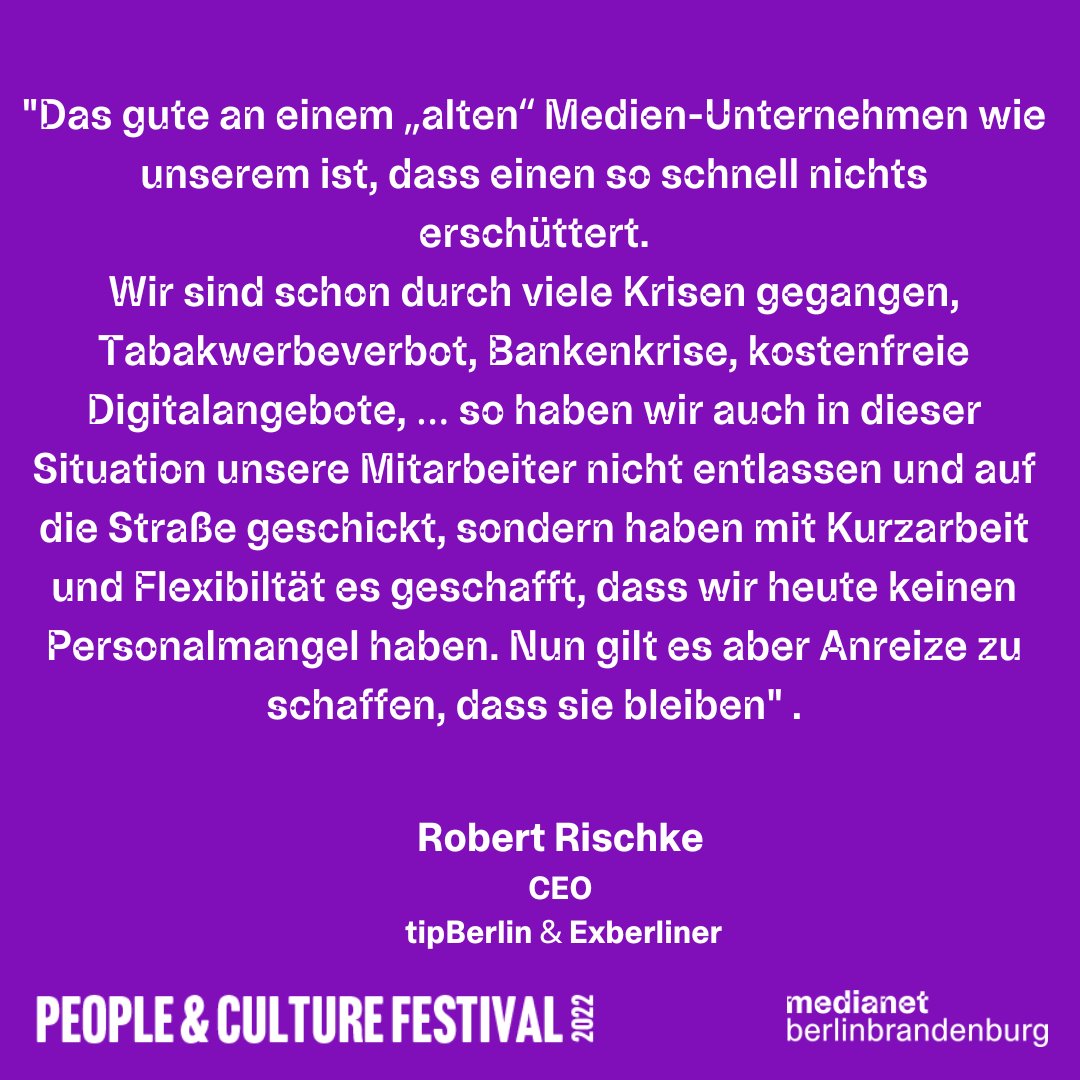 ... mit <a href="/RRberlin/">Robert Rischke</a>, CEO <a href="/tip_Berlin/">tip Stadtmagazin</a>  
<a href="/journaljulia/">Julia Klann</a> moderiert das Panel “Quo vadis, #Medienwelt? Wie alte und neue #Medienunternehmen dem Fachkräftemangel begegnen” am PEOPLE &amp; CULTURE FESTIVAL.

#PCF22 #KinoColosseumBerlin #Journalismus