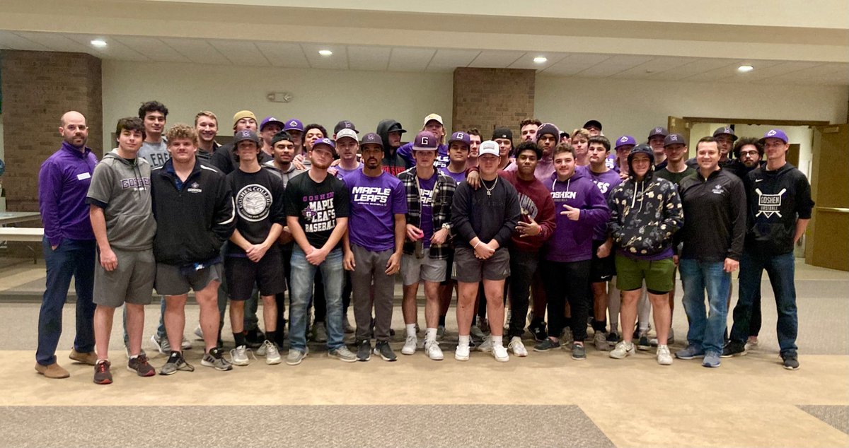 Goshen College Baseball helped pack meals at the Feed My Starving Children event tonight at Nappanee Missionary Church. Thank you guys for your service toward a great cause.  Proud of your hard work and positive attitude! <a href="/fmsc_org/">Feed My Starving Children</a>  #Leafs
