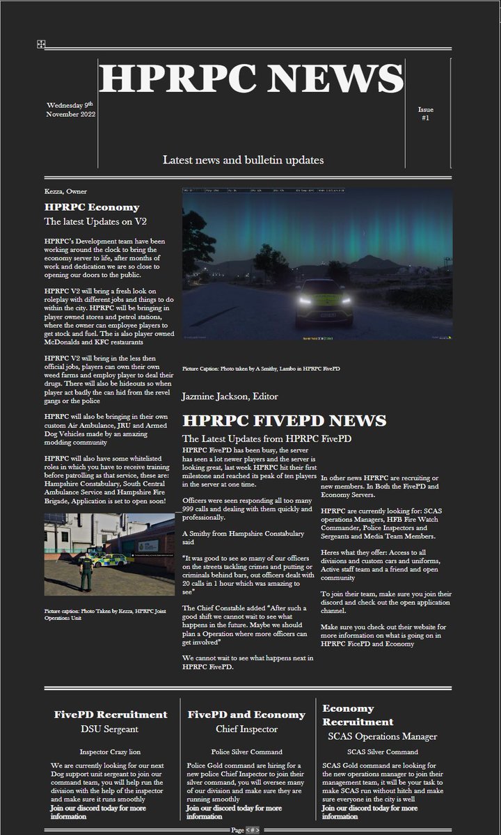 HPRP_Community's tweet photo. The first article from the HPRPC Newspaper! Some great columns and content https://t.co/A1VfYkhCij
