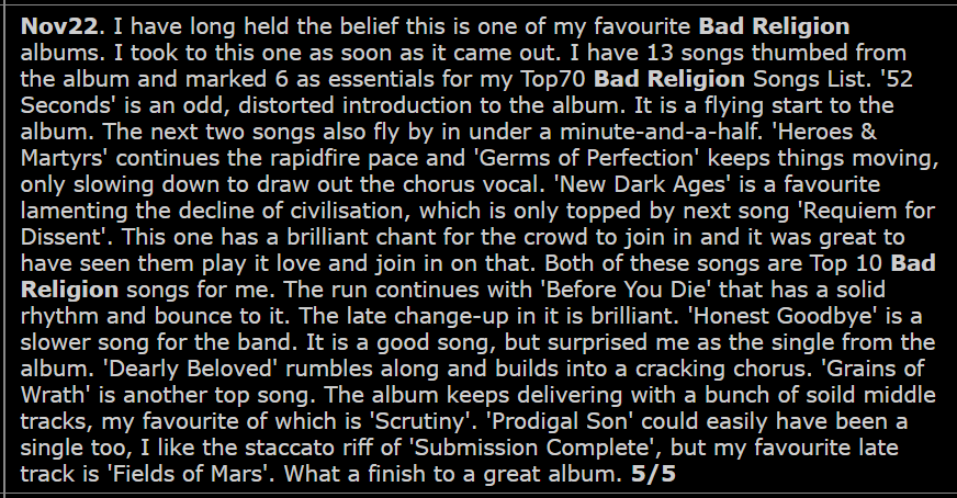 7RockLists's tweet photo. 1 album down for the #7RockBadReligionAlbums run. Among my favourites.
#NewMapsOfHell
My CCs. https://t.co/LJMcMrn0rr
