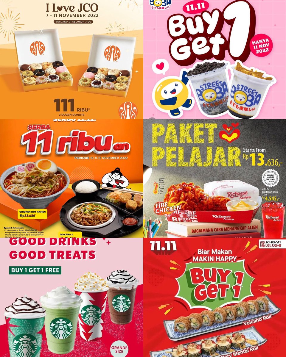 DISKON MAKANAN &amp; MINUMAN PROMO 11.11 SELAMA BULAN NOVEMBER

A thread