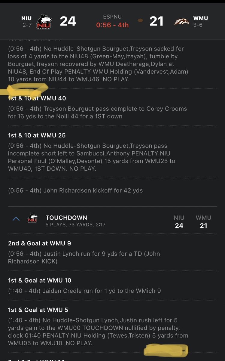 kirsch5's tweet photo. @BarstoolBigCat how could you not love #MACtion . Refs randomly deciding how many yards a holding penalty is on crucial last drives. https://t.co/8c2vrNecgB