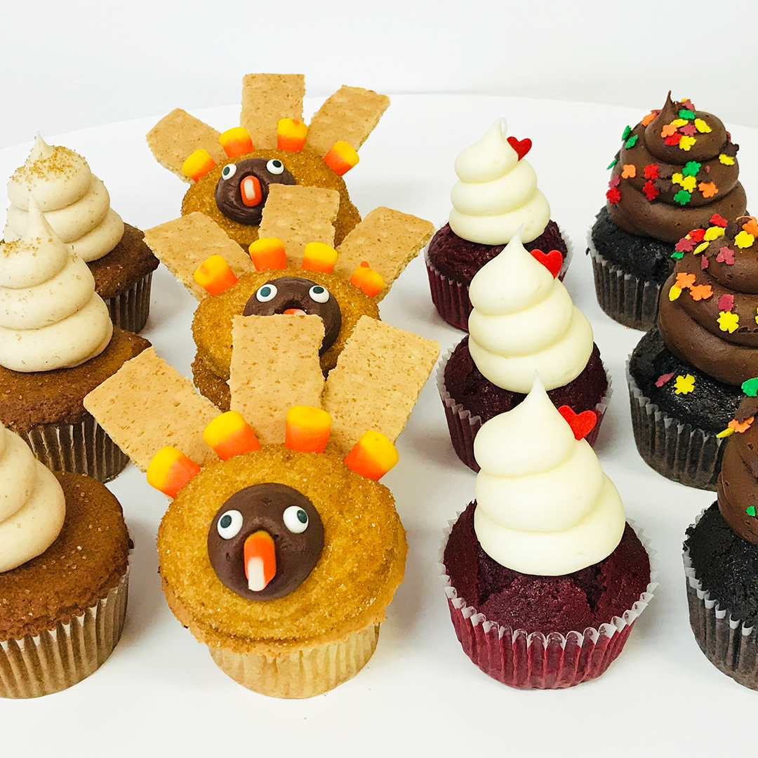 freshcupcakes's tweet photo. THANKSGIVING | Want to hear squeals of delight at your #Thanksgiving table? Be the host with the most (or the guest with the best hostess gift) ... order a box of these deliciously darling Thanksgiving cupcakes online for pickup at one of our bakeries! https://t.co/sdCdY4bXAO https://t.co/1LuXpJL641