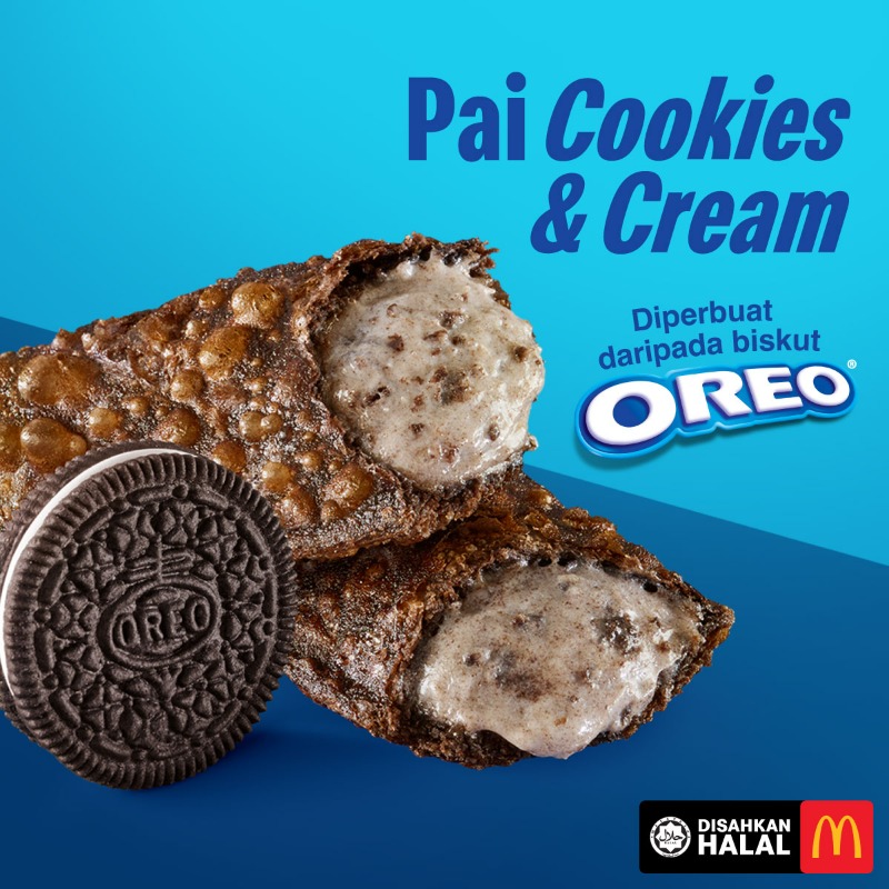 McDMalaysia's tweet photo. Kerangupan pai yang diperbuat daripada biskut Oreo yang digemari ramai. Manis memikat! Nikmatilah Pai Cookies &amp; Cream harini.