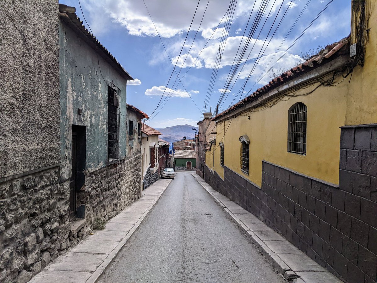 ernes7a's tweet photo. Potosí, literally breathtaking at 4,090 m above sea level. Beautiful old town, much of it crumbling. Cerro Rico looming over the city, mining as important now as it was 500 years ago. https://t.co/qhsktFq6nk