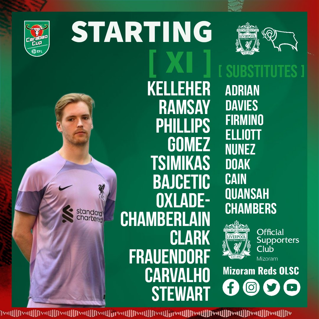 Our Line up against @dcfcofficial #LIVDER #EFL #CarabaoCup #LFC #WalkOn #YNWA