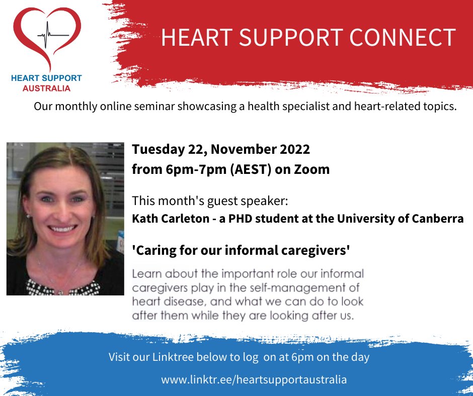 ❤️SOLVECHD❤️ (@solvechd) on Twitter photo The Heart Support Australia Nov online seminar featuring Kath Carleton re 'Caring for our Informal caregivers' 👇🏻
<a href="/heartfoundation/">Heart Foundation</a> <a href="/ACRA_ACRA/">ACRA</a> <a href="/thecsanz/">CSANZ</a> <a href="/OzCvA/">ACvA</a> <a href="/USYD_CVI/">Cardiovascular Initiative, University of Sydney</a> <a href="/SHPartners/">Sydney Health Partners</a> The Heart Support Australia Nov online seminar featuring Kath Carleton re 'Caring for our Informal caregivers' 👇🏻
<a href="/heartfoundation/">Heart Foundation</a> <a href="/ACRA_ACRA/">ACRA</a> <a href="/thecsanz/">CSANZ</a> <a href="/OzCvA/">ACvA</a> <a href="/USYD_CVI/">Cardiovascular Initiative, University of Sydney</a> <a href="/SHPartners/">Sydney Health Partners</a>
