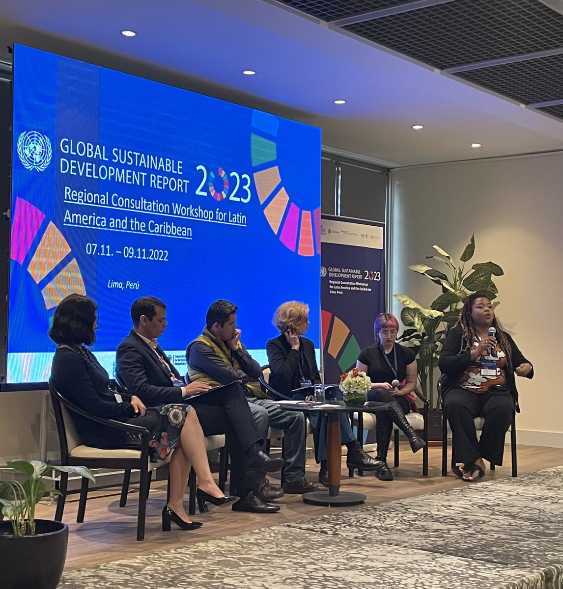 SSRambler's tweet photo. The #gsdr2023 is in Lima! The authors are learning about challenges and opportunities in Latin America and Caribbean—the first in a series of UN regional consultations. ⁦@SustDev⁩ ⁦@giz_gmbh⁩ https://t.co/GLiJUttDb3