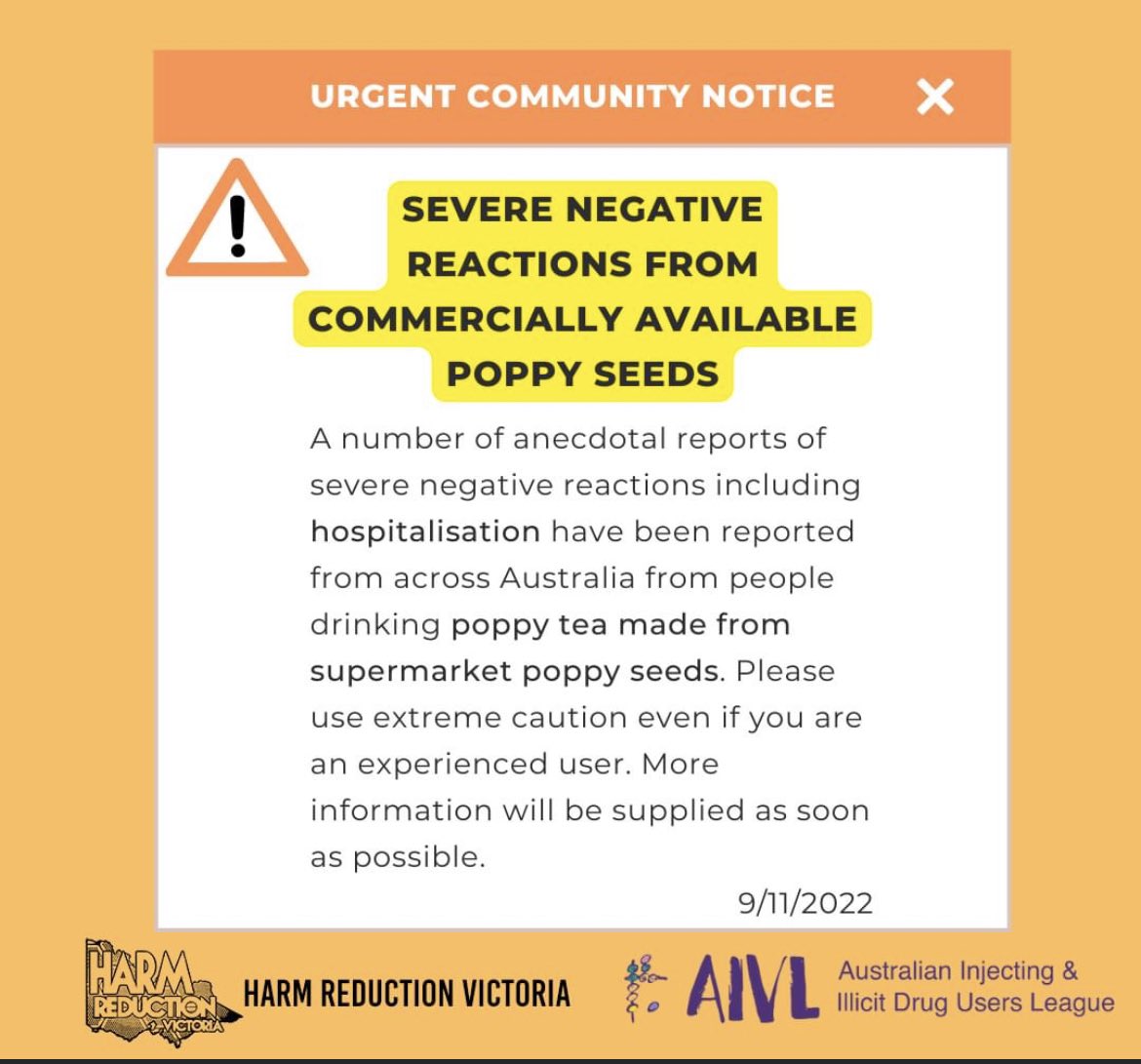 IMPORTANT ALERT: Commercially Available Poppy Seeds.  More info soon #drugalert #hrvic #aivl #harmreductionsaveslives